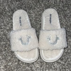 True Religion Furry Slides